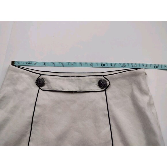Maeve Womens Structured Mini Skirt Cream with Navy Piping Nautical Size 4 Linen - Picture 11 of 11
